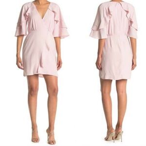 H by Halston Primose Soft Blush Pink Flutter Short Sleeve Dress sz 6